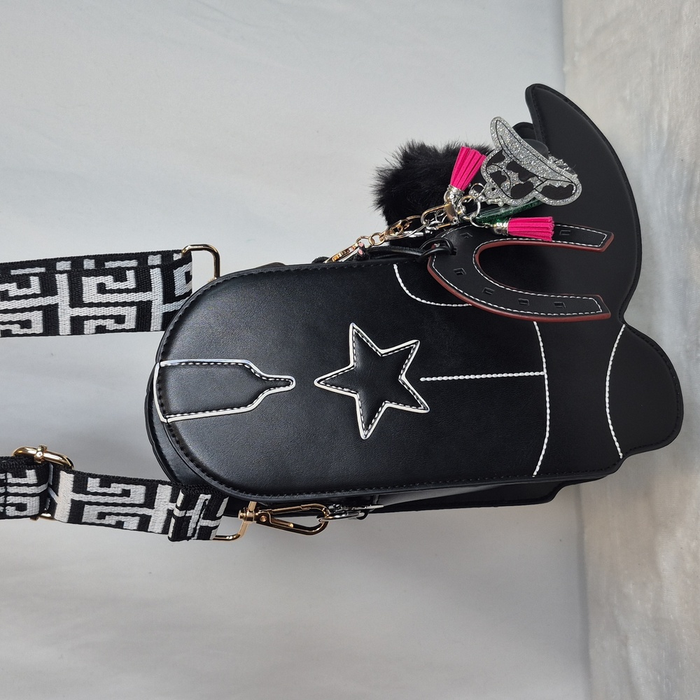 Cowgirl Boot Crossbody Bag BLACK👢 - Picture 3 of 17